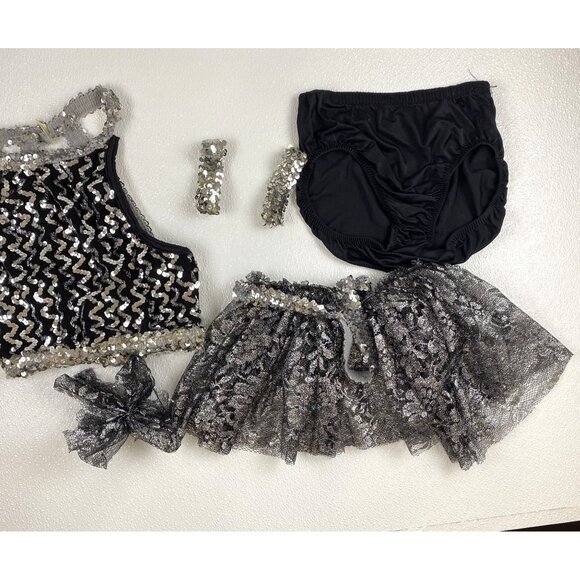 Vintage 6 Piece Curtain Call Costumes Sequin Dance Outfit  Made in USA Size 2/3 - Picture 11 of 14